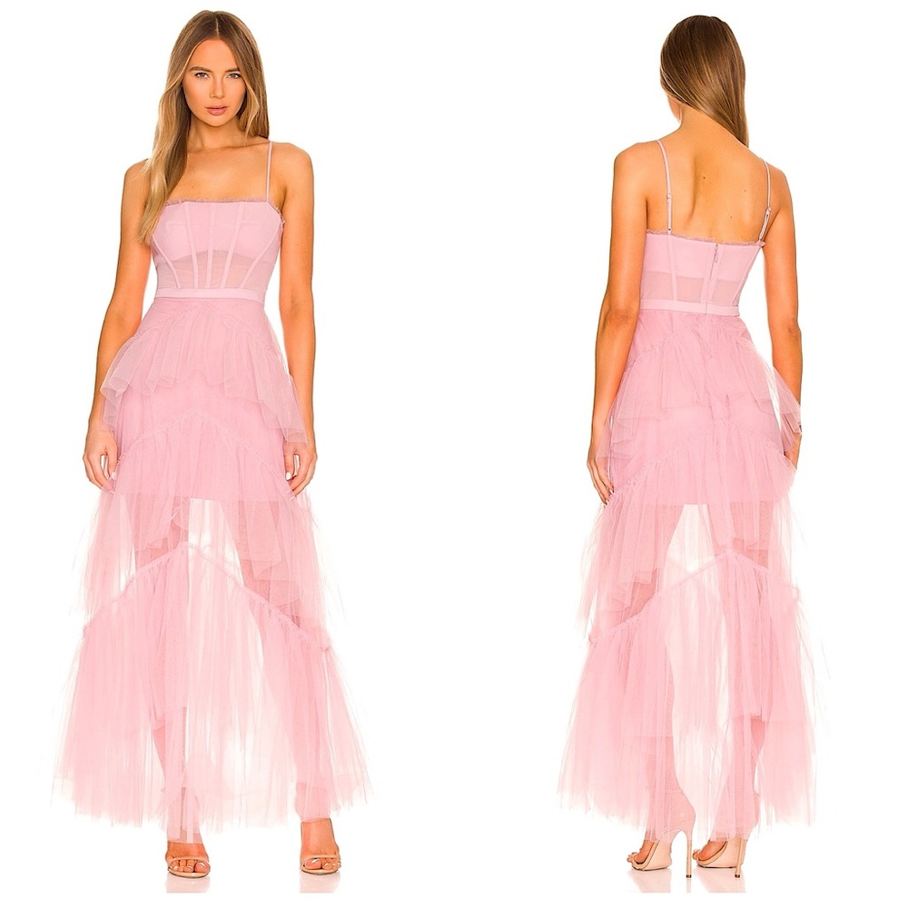 REVOLVE Pink Maxi Dress - BCBG MaxAzria Corset Tulle Gown in Pink
